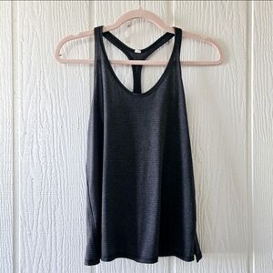 Lululemon Racerback Split Side Tank Top Charcoal Gray Stripes Small